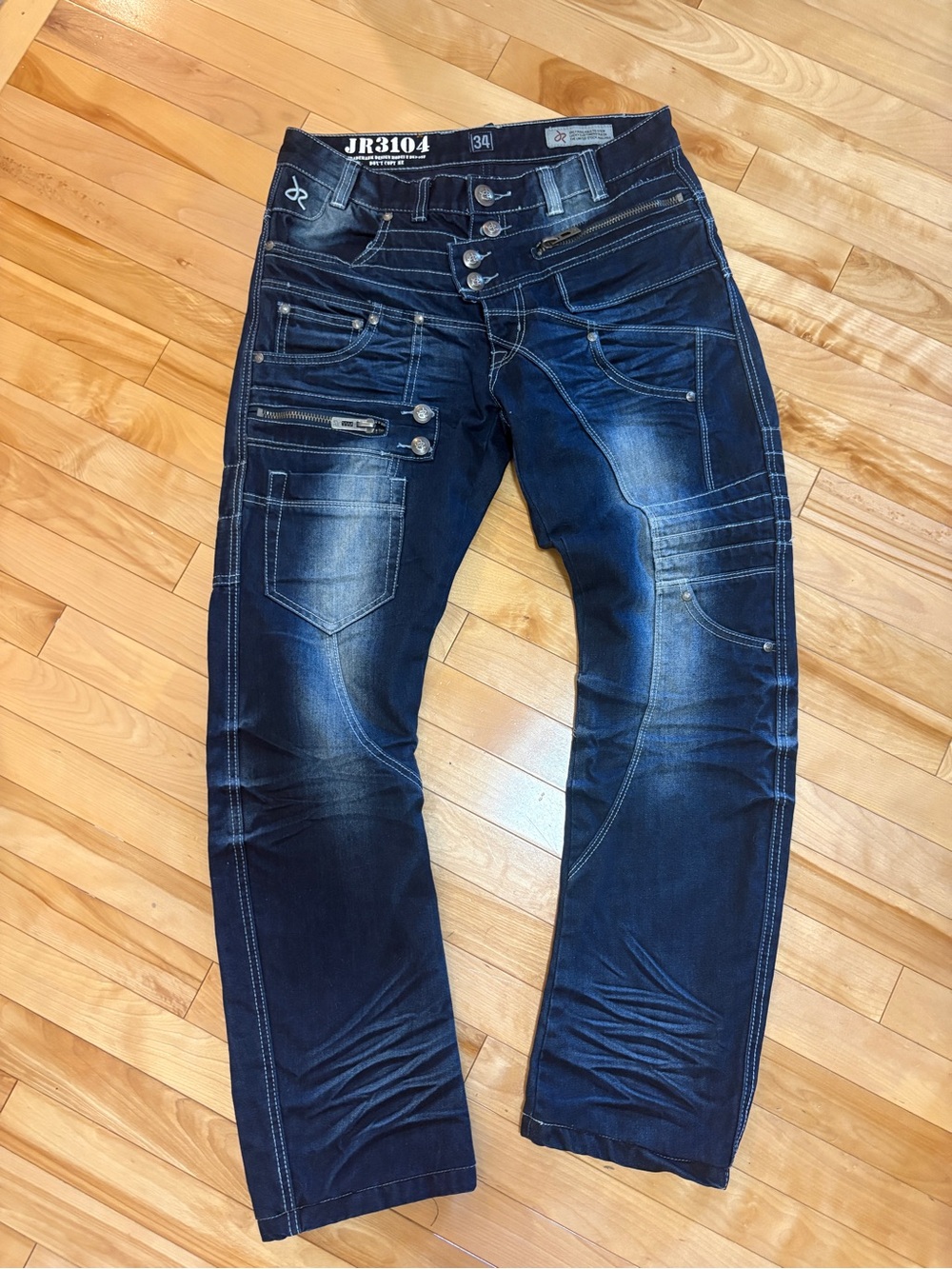J-Rag Famous Denim Mens Double Button Rugged JR-3104 Jeans Blue Size 34